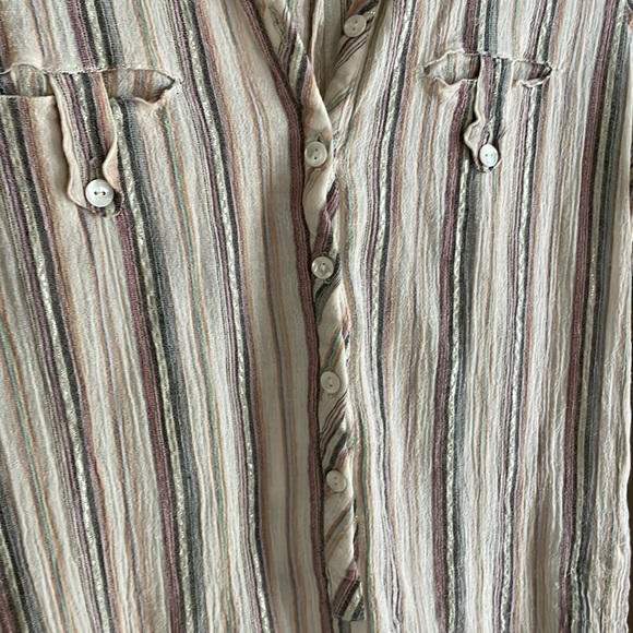DIAB’LESS tunic - coverup w/ lurex & pale colored stripes. button front closures - Picture 5 of 11